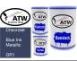 Preview: Chevrolet, Blue Ink Metallic, GR1: 500ml Lackdose + 500ml Klarlack + 250ml Härter - Set, von ATW Autoteile West.
